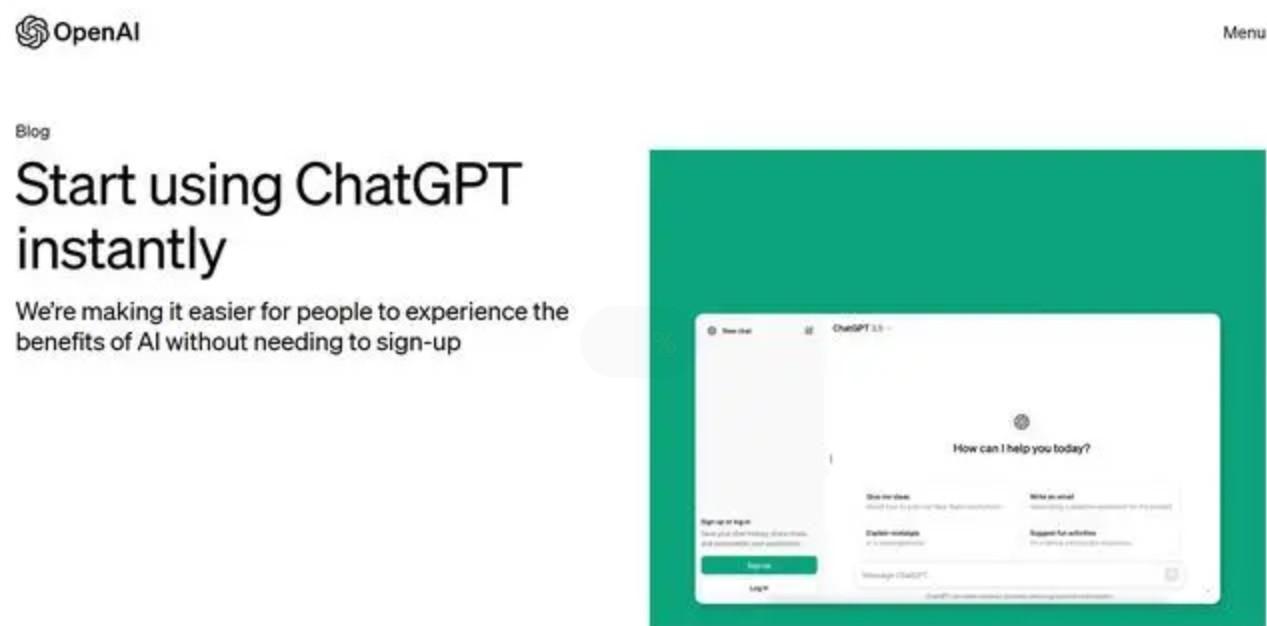 OpenAI宣布用户无需注册账号即可使用ChatGPT