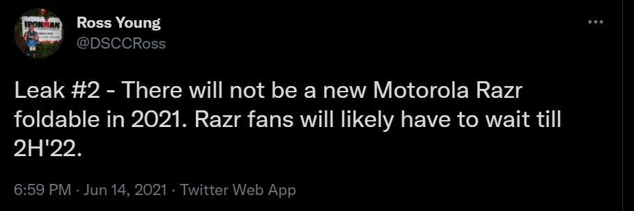 摩托罗拉RAZR 3的上市时间将被推迟到2022年