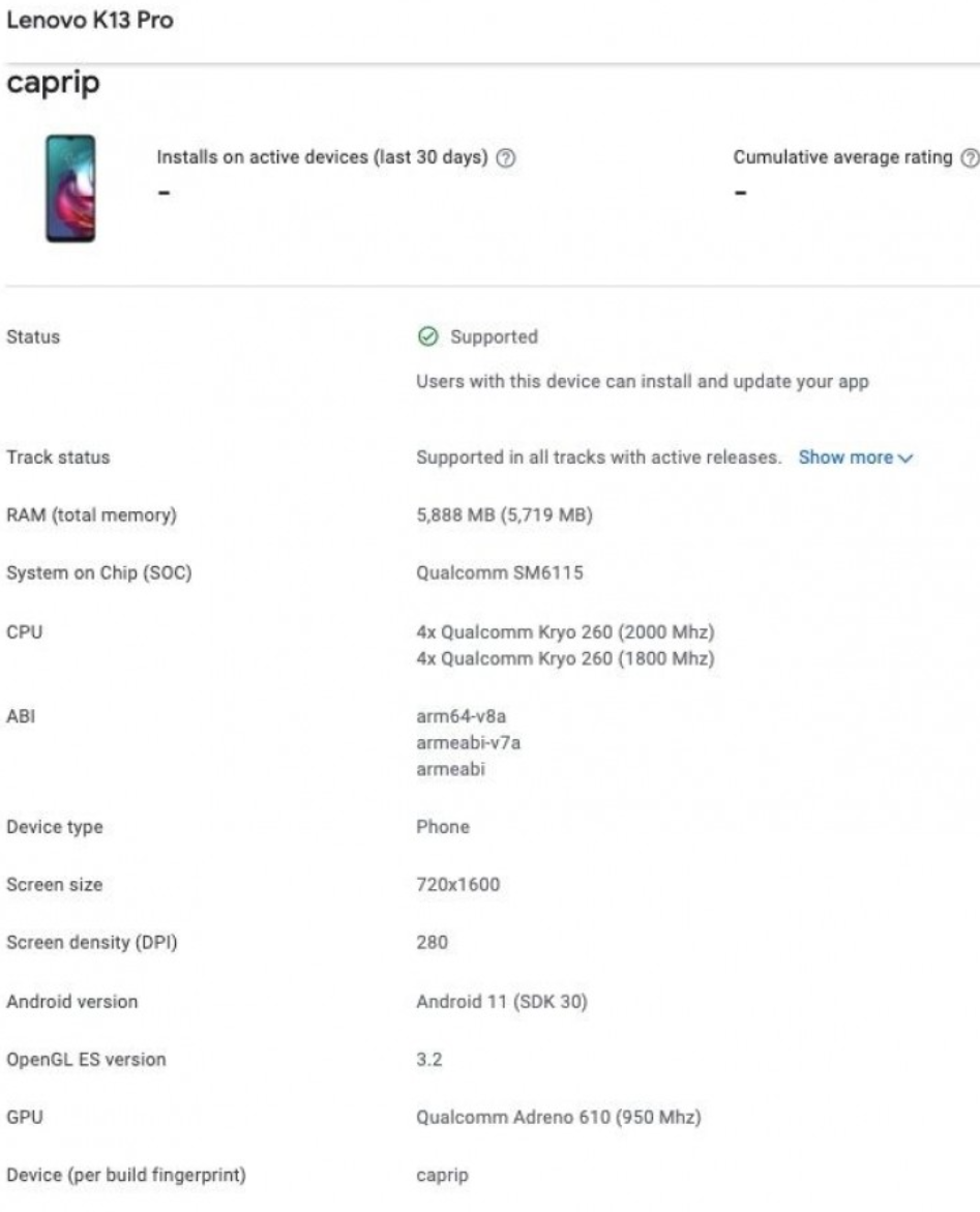 联想 K13 Note 和 K13 Pro 手机曝光：骁龙 480/662 芯片，5000mAh 电池