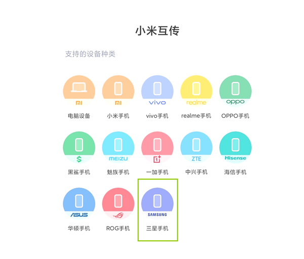 互传联盟再添新成员！小米互传列表新增三星手机