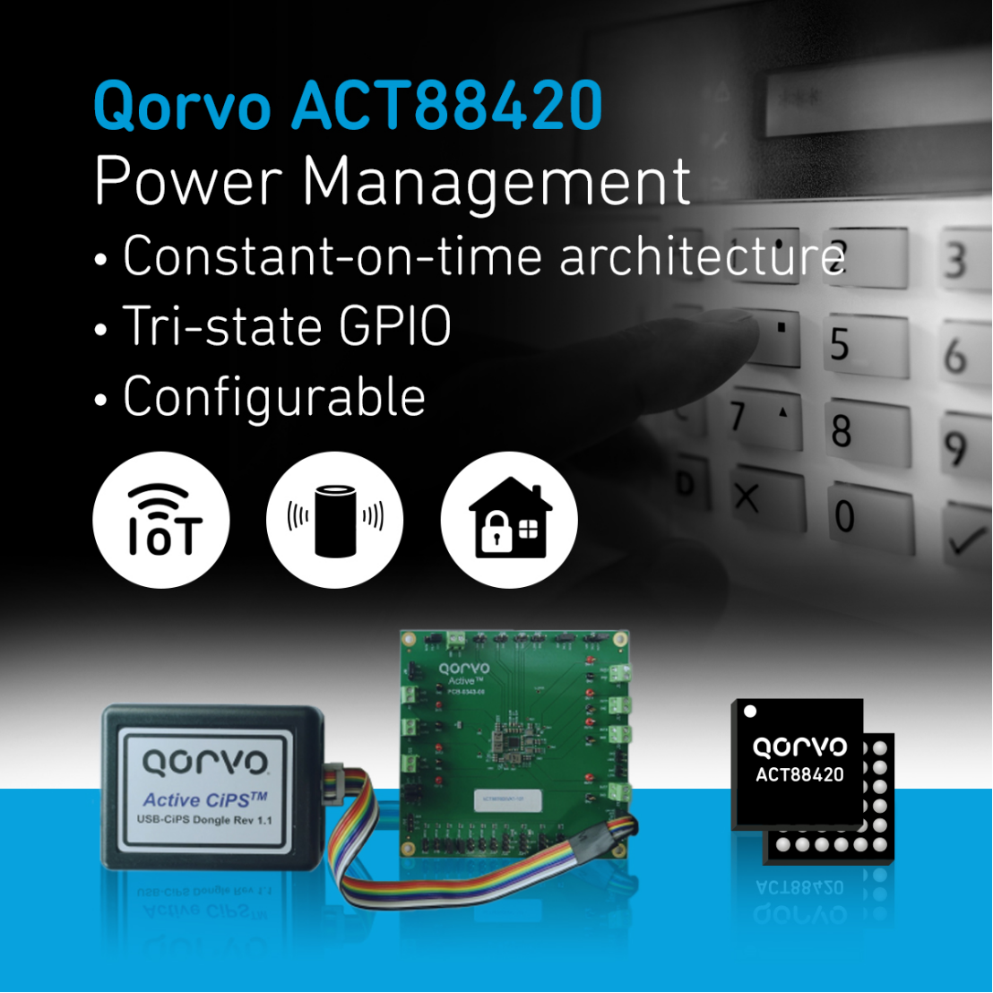 Qorvo® 全新推出高度可配置的紧凑型 PMIC，为物联网和空间受限应用提供服务